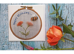 Happy Birthday Embroidery Printed Greeting card with FREE UK postage