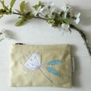 Embroidered 'Ammi Flower' Pale Yellow Linen Purse additional 2