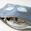 Floral Embroidered Blue Linen Purse additional 3