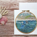 Paddleboarders printed embroidery card with Free UK Postage additional 1