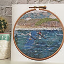 Paddleboarders printed embroidery card with Free UK Postage additional 3