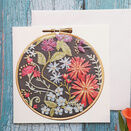 Floral Embroidery Printed Greeting Card with blank inside and Free UK postage additional 1