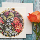 Floral Embroidery Printed Greeting Card with blank inside and Free UK postage additional 3