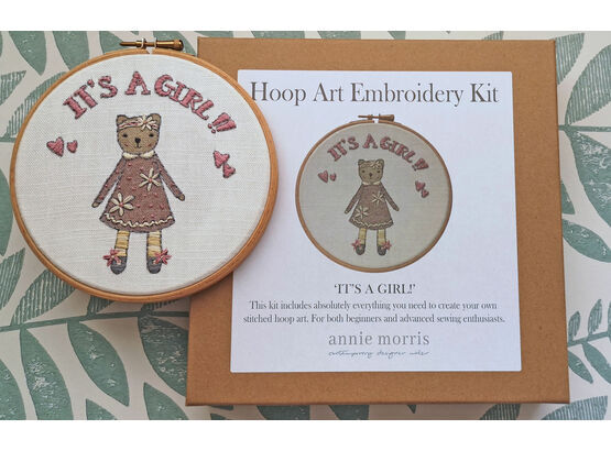 'It's a Girl!' New Baby Hoop Hand Embroidery Kit
