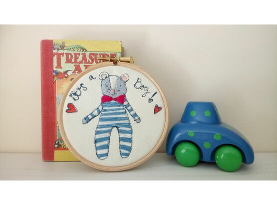 'It's a Boy!' New Baby Embroidered Hoop Art