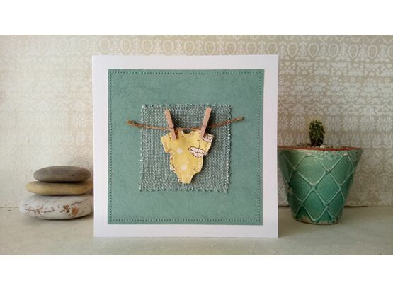 'Babygrow' New Baby Handmade Embroidery Greetings Card