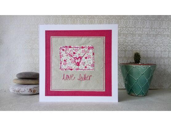 Love Letter' Handmade Embroidery Greetings Card only £6.00