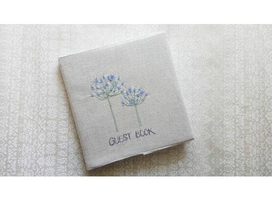 Agapanthus Floral Embroidered Guest Book