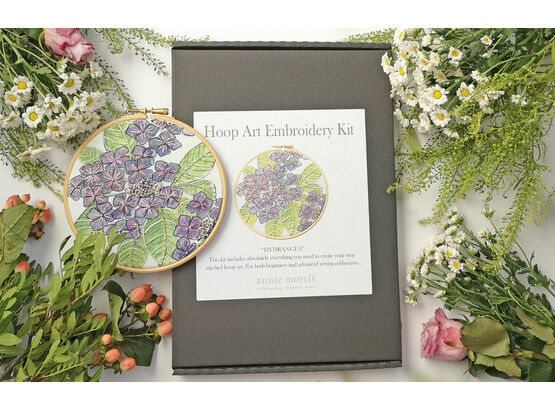 Hydrangea Flowers Hoop Art Hand Embroidery Kit