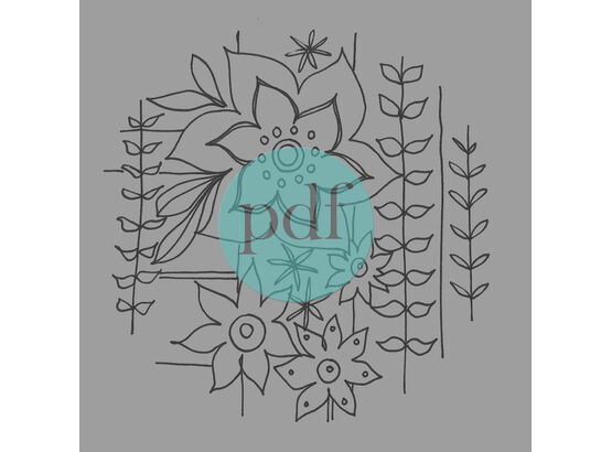 'Stylised Retro Flowers' PDF Embroidery Template