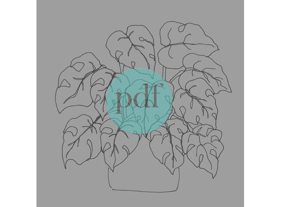 Monstera' Botanical PDF Embroidery Template